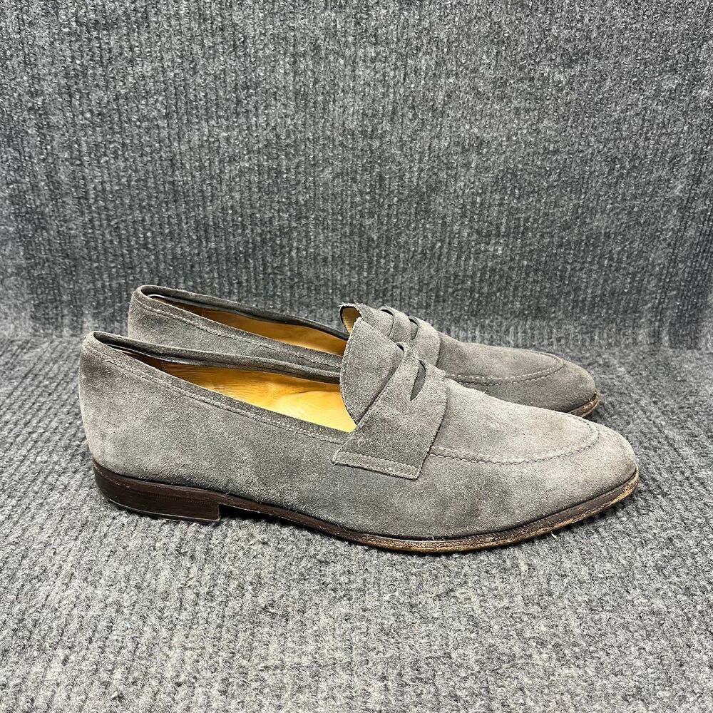 Jack Erwin Suede Penny Loafer Dress Shoes Grey Leather Mens Size 11